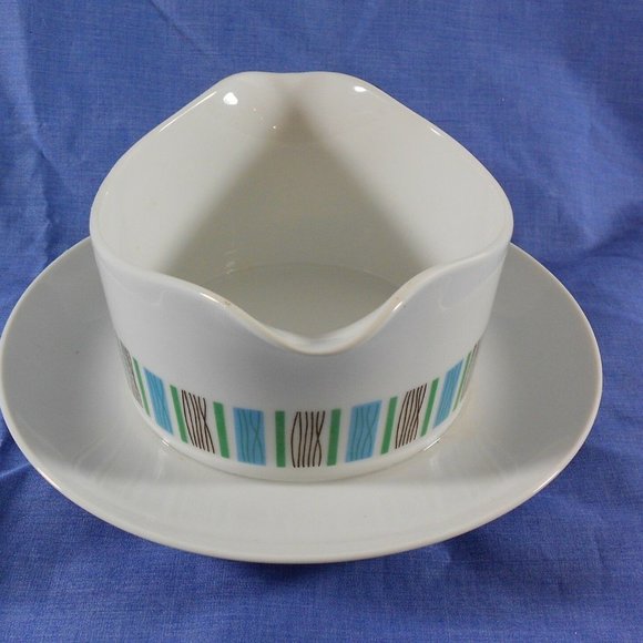 Harmony House Scandia 3907 Japan Gravy Dish Boat w Attached Underplate Vintage - Picture 2 of 9